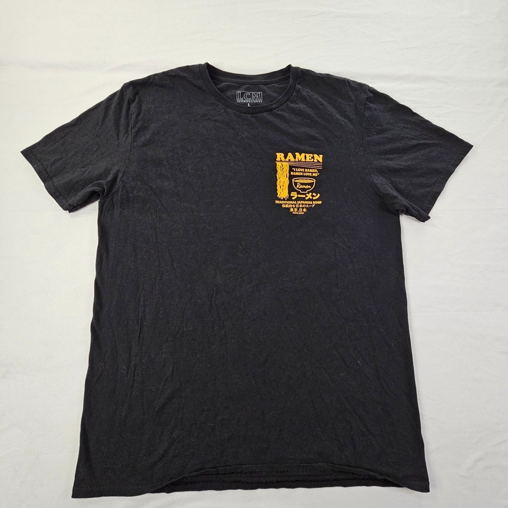 I Love Ramen, Ramen Loves Me Black Short Sleeve Cotton T-Shirt Men's L